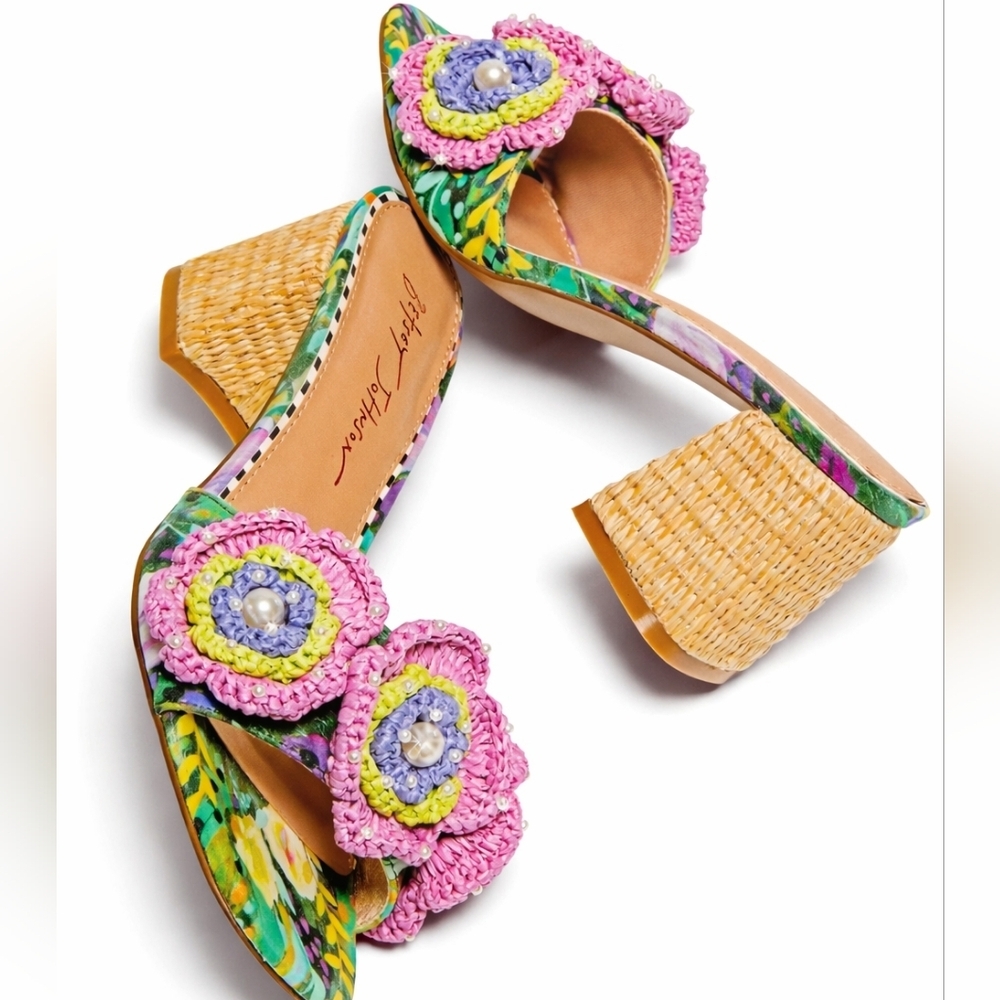 Betsey Johnson Dietrich Bright Multi Y2K Garden Party Heels Size 8